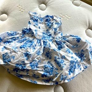 Janie and Jack baby girls formal dress 0-3 months blue and white floral